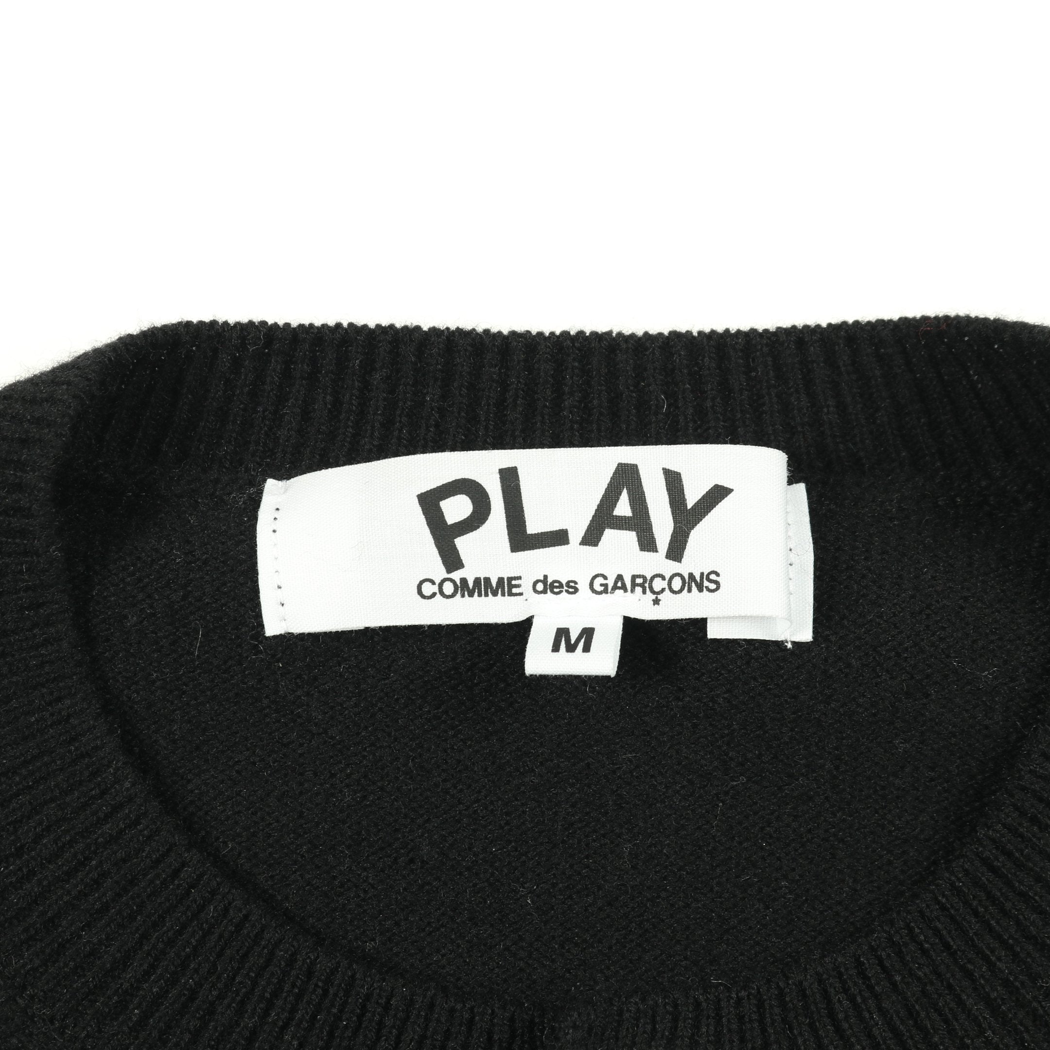 ハートロゴワッペン カーディガン クルーネック ウール ブラック