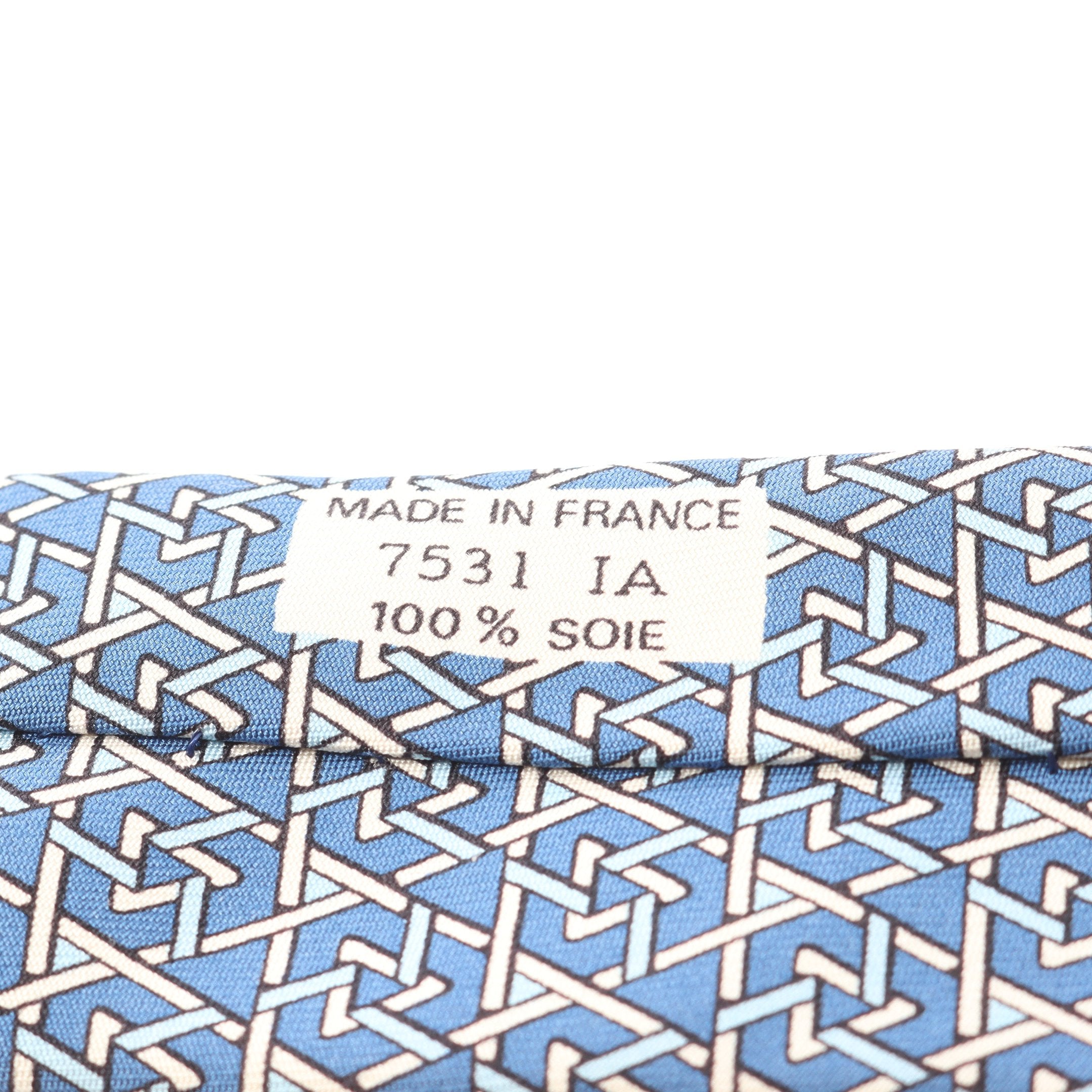 HERMES エルメス　ネクタイ　シルク　646059OA ブルー　ドミノ柄 総柄 ネクタイ シルク ブルー マルチカラー エルメス – RECLO