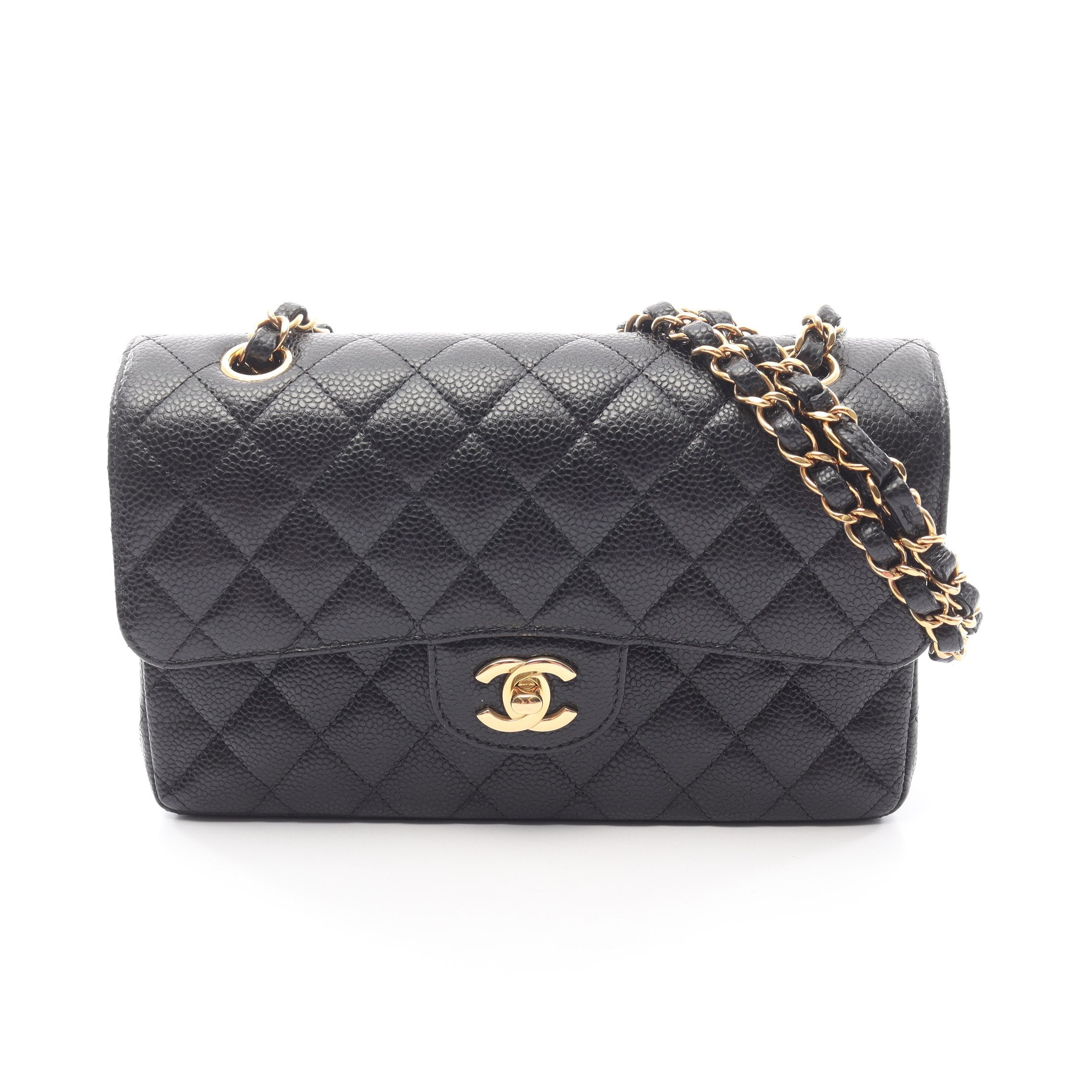 マトラッセ Wフラップ Wチェーンショルダーバッグ キャビアスキン