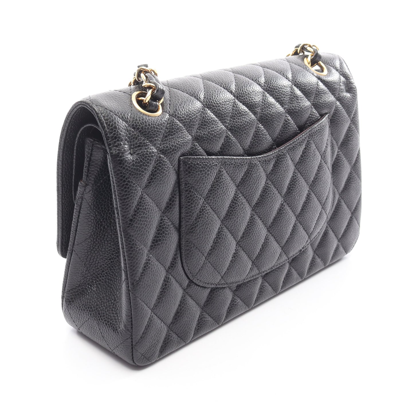 マトラッセ Wフラップ Wチェーンショルダーバッグ キャビアスキン ブラック ゴールド金具 シャネル バッグ CHANEL