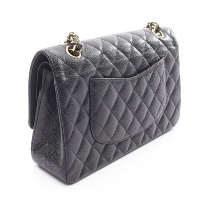 マトラッセ Wフラップ Wチェーンショルダーバッグ キャビアスキン ブラック ゴールド金具 シャネル バッグ CHANEL