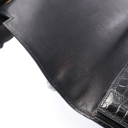 ピアノ ハンドバッグ クロコダイル ポロサスリセ ブラック ゴールド金具 ○S刻印 エルメス バッグ HERMES