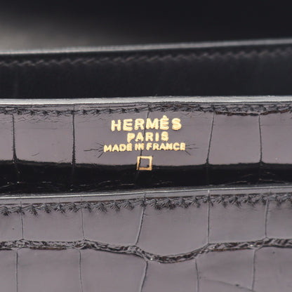 コルドリエール ハンドバッグ アリゲーターリセ ブラック ゴールド金具 ○V刻印 エルメス バッグ HERMES