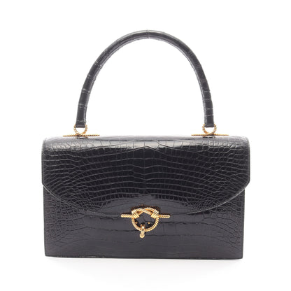 コルドリエール ハンドバッグ アリゲーターリセ ブラック ゴールド金具 ○V刻印 エルメス バッグ HERMES