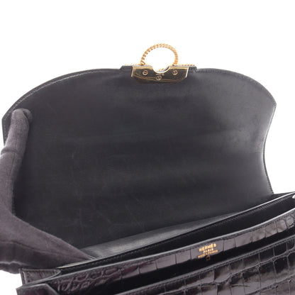 コルドリエール ハンドバッグ アリゲーターリセ ブラック ゴールド金具 ○V刻印 エルメス バッグ HERMES