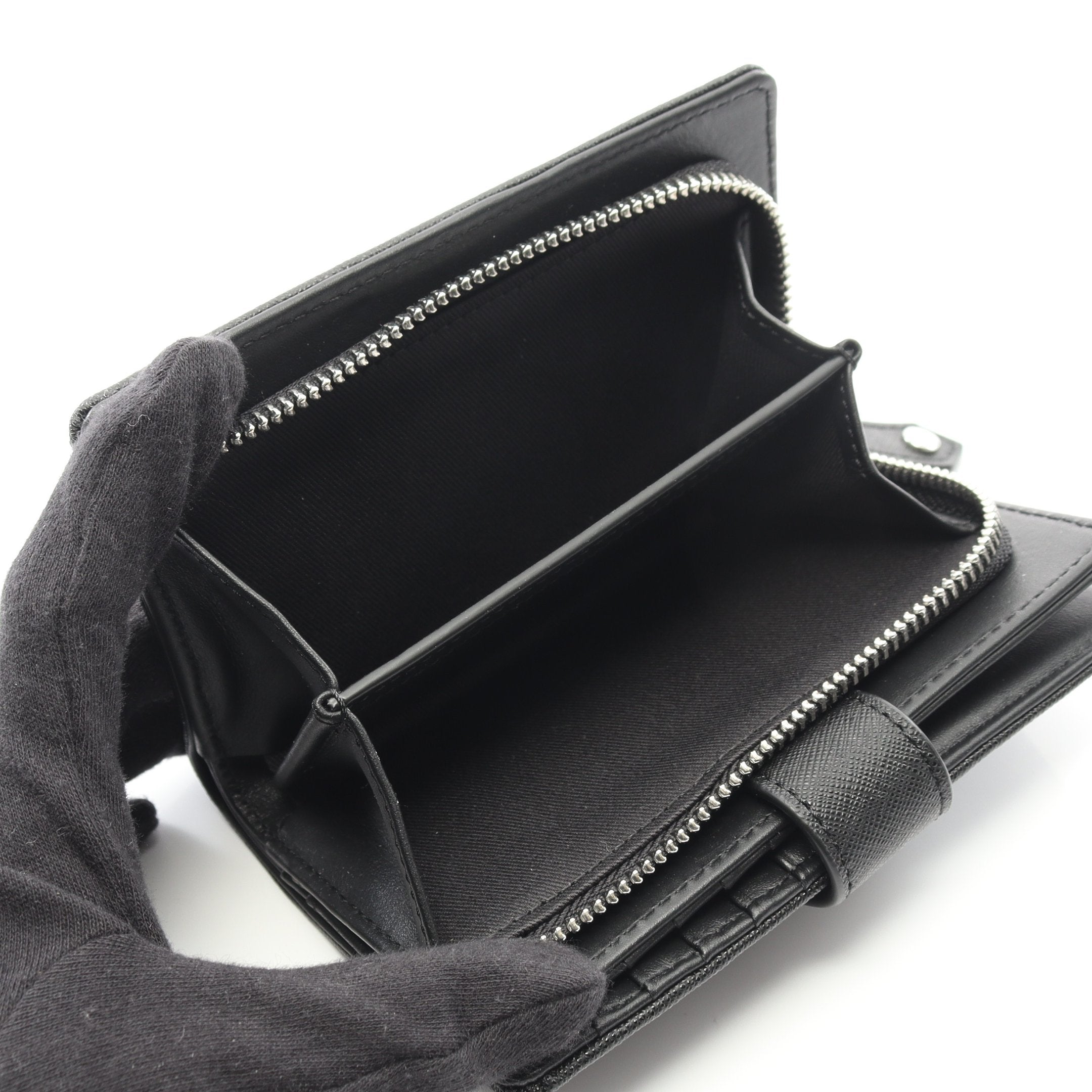 ZIP CARD WALLET オーブ 二つ折り財布 サフィアーノレザー ブラック