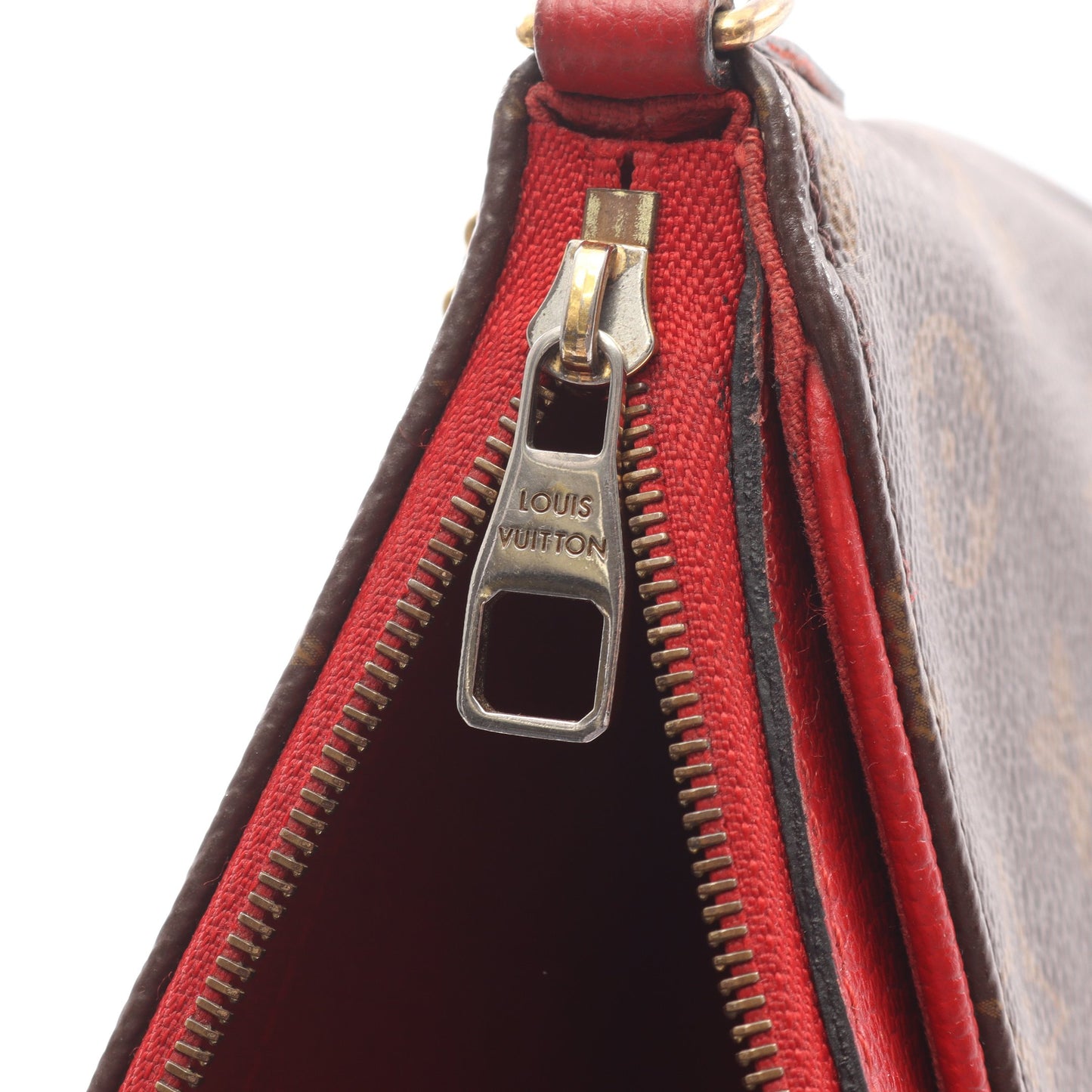 パラス クラッチ モノグラム スリーズ チェーンハンドバッグ PVC レザー ブラウン レッド 2WAY ルイヴィトン バッグ LOUIS VUITTON