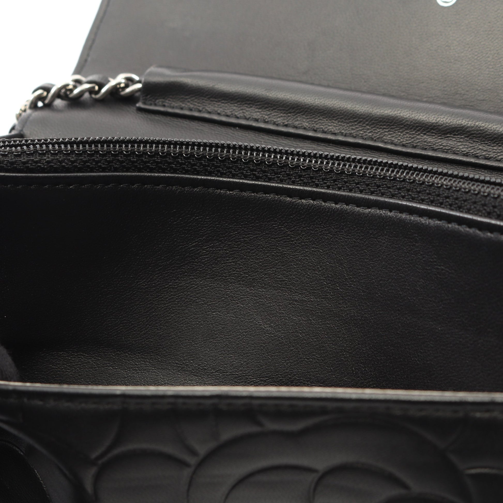 カメリア チェーンウォレット ラムスキン ブラック シルバー金具 シャネル バッグ CHANEL