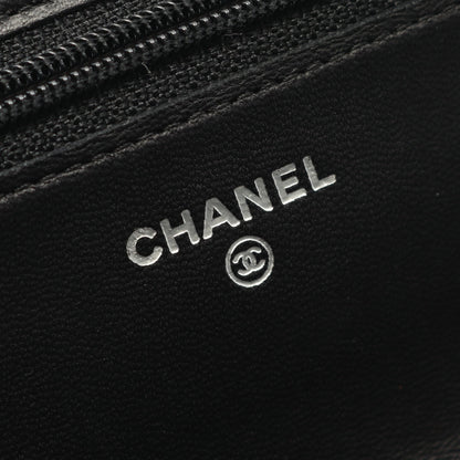 カメリア チェーンウォレット ラムスキン ブラック シルバー金具 シャネル バッグ CHANEL