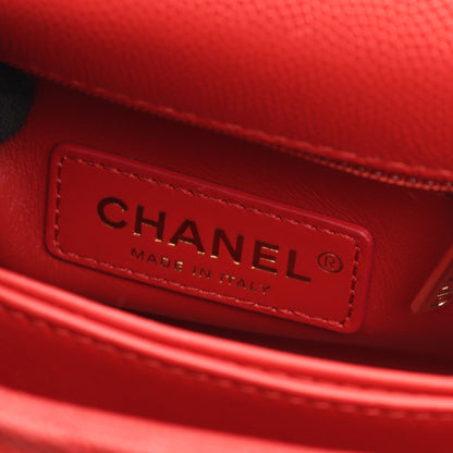 ココハンドルXXS トップハンドル ハンドバッグ キャビアスキン レッド ゴールド金具 2WAY シャネル バッグ CHANEL