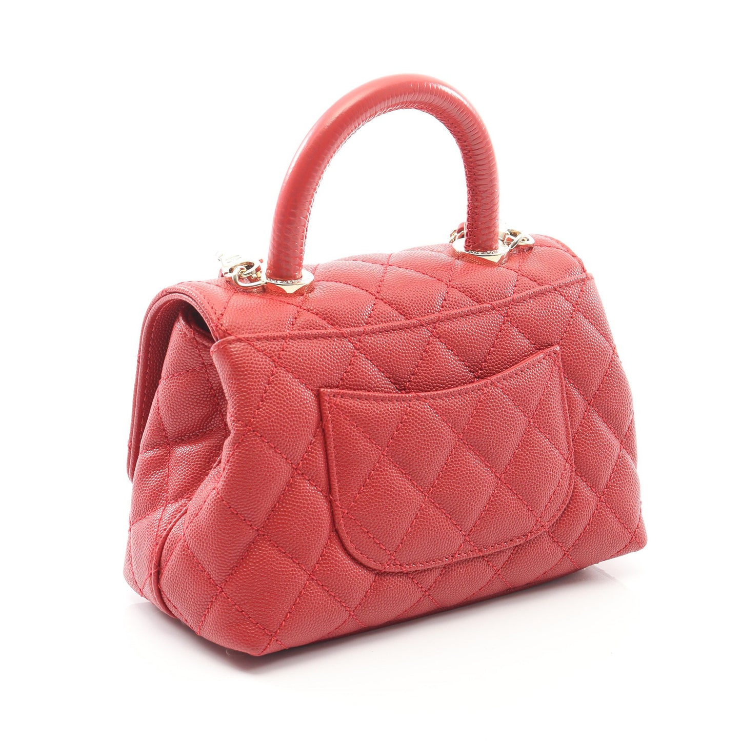 ココハンドルXXS トップハンドル ハンドバッグ キャビアスキン レッド ゴールド金具 2WAY シャネル バッグ CHANEL
