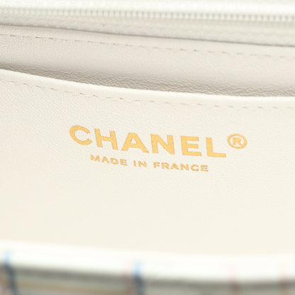 ミニマトラッセ20 チェーンショルダーバッグ チェック レザー ホワイト マルチカラー ゴールド金具 シャネル バッグ CHANEL