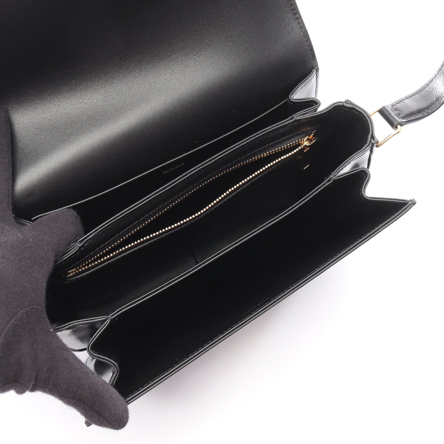 クラシック トリオンフ ミディアム ショルダーバッグ レザー ブラック セリーヌ バッグ CELINE