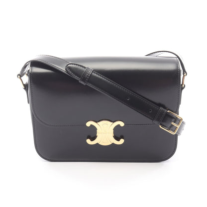 クラシック トリオンフ ミディアム ショルダーバッグ レザー ブラック セリーヌ バッグ CELINE