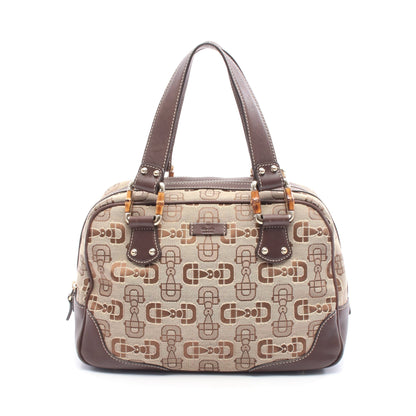 バンブー ホースビット ミニボストンバッグ ハンドバッグ キャンバス レザー ベージュ ブラウン グッチ バッグ GUCCI