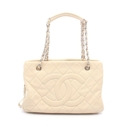 ココマーク マトラッセ チェーンショルダーバッグ レザー アイボリー シルバー金具 シャネル バッグ CHANEL