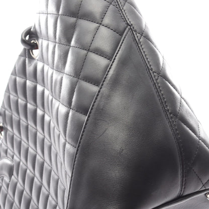 カンボンライン ラージ ショルダーバッグ トートバッグ ラムスキン ブラック シルバー金具 シャネル バッグ CHANEL
