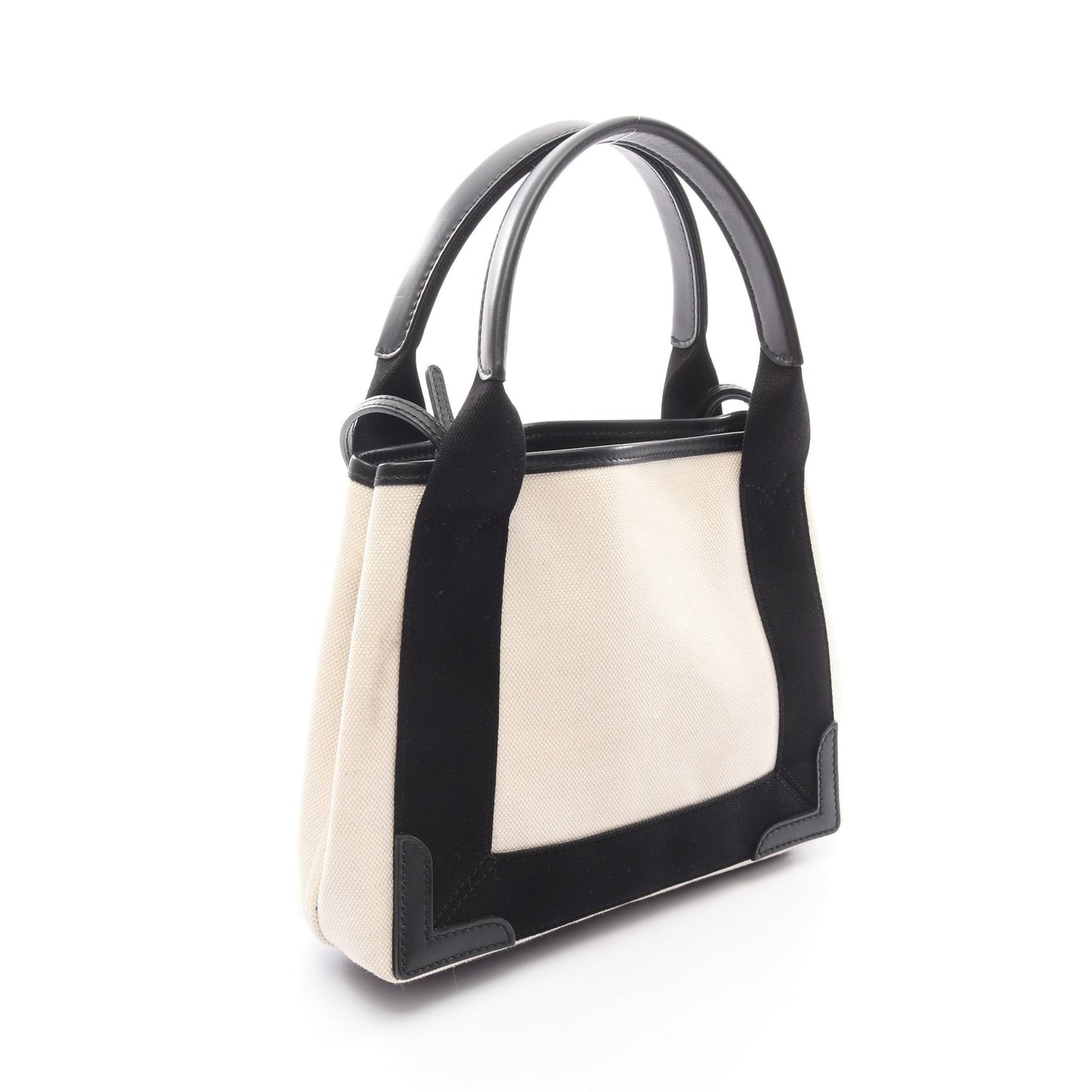 ネイビーカバ XS ハンドバッグ キャンバス レザー アイボリー ブラック 2WAY バレンシアガ バッグ BALENCIAGA