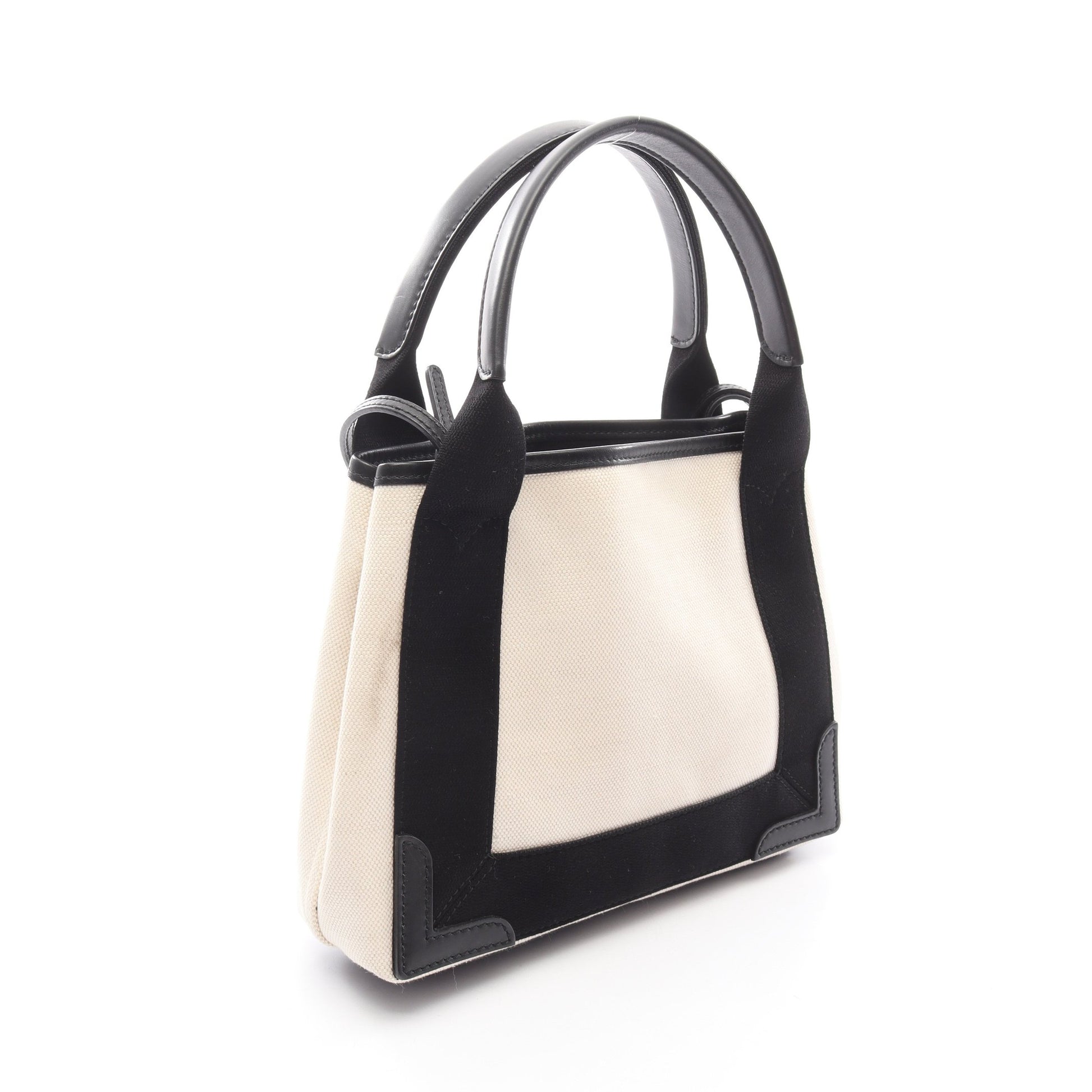 ネイビーカバ XS ハンドバッグ キャンバス レザー アイボリー ブラック 2WAY バレンシアガ バッグ BALENCIAGA