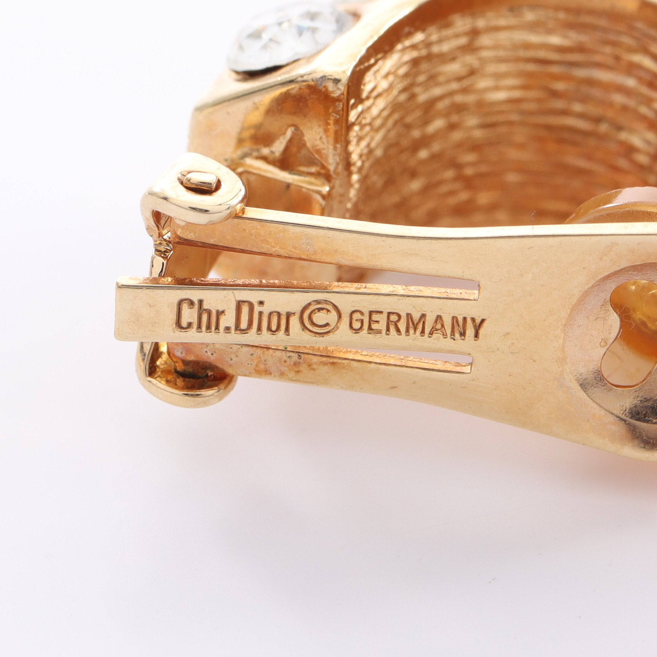 イヤリング GP ラインストーン ゴールド クリア クリスチャン