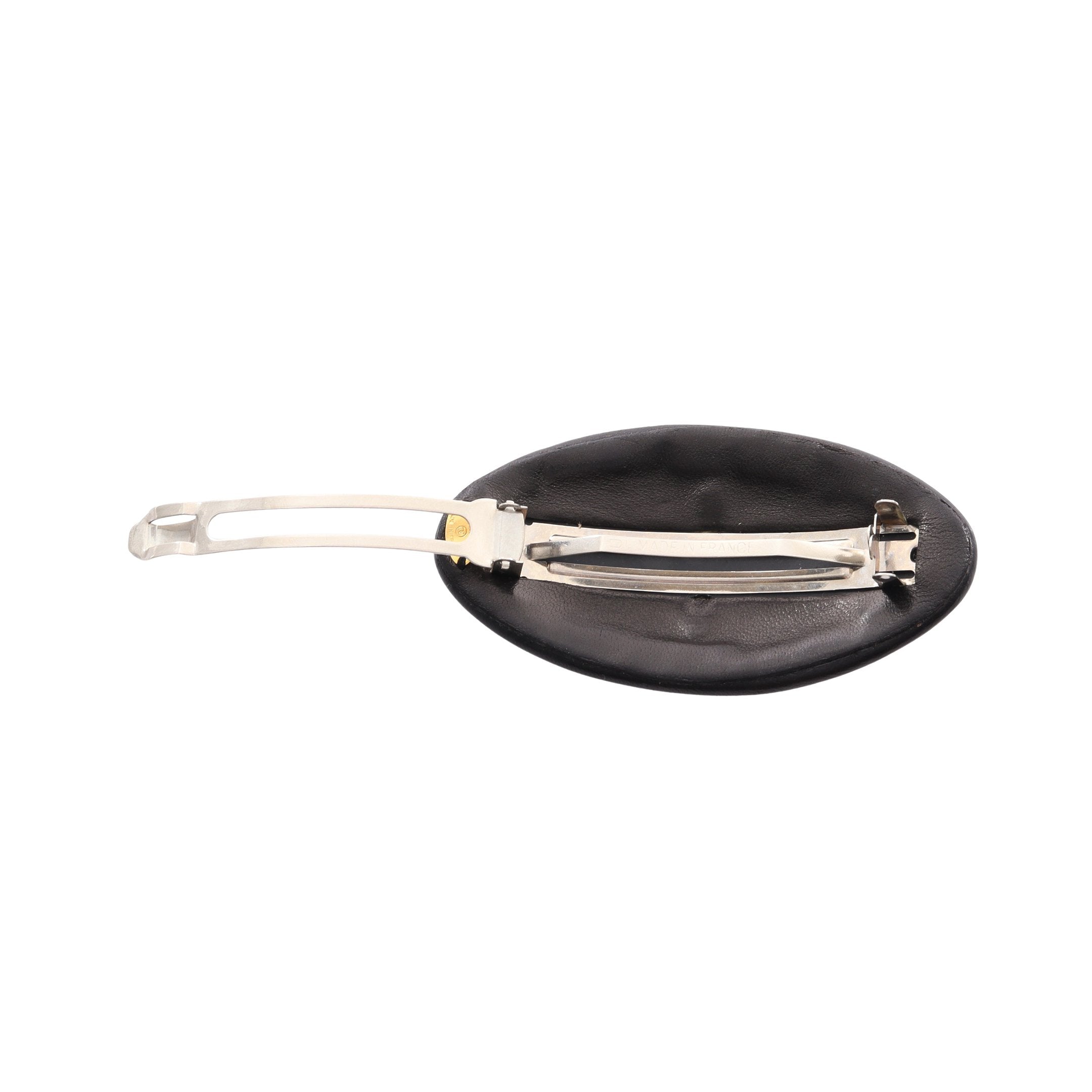 ココマーク オーバル バレッタ レザー GP ブラック ゴールド