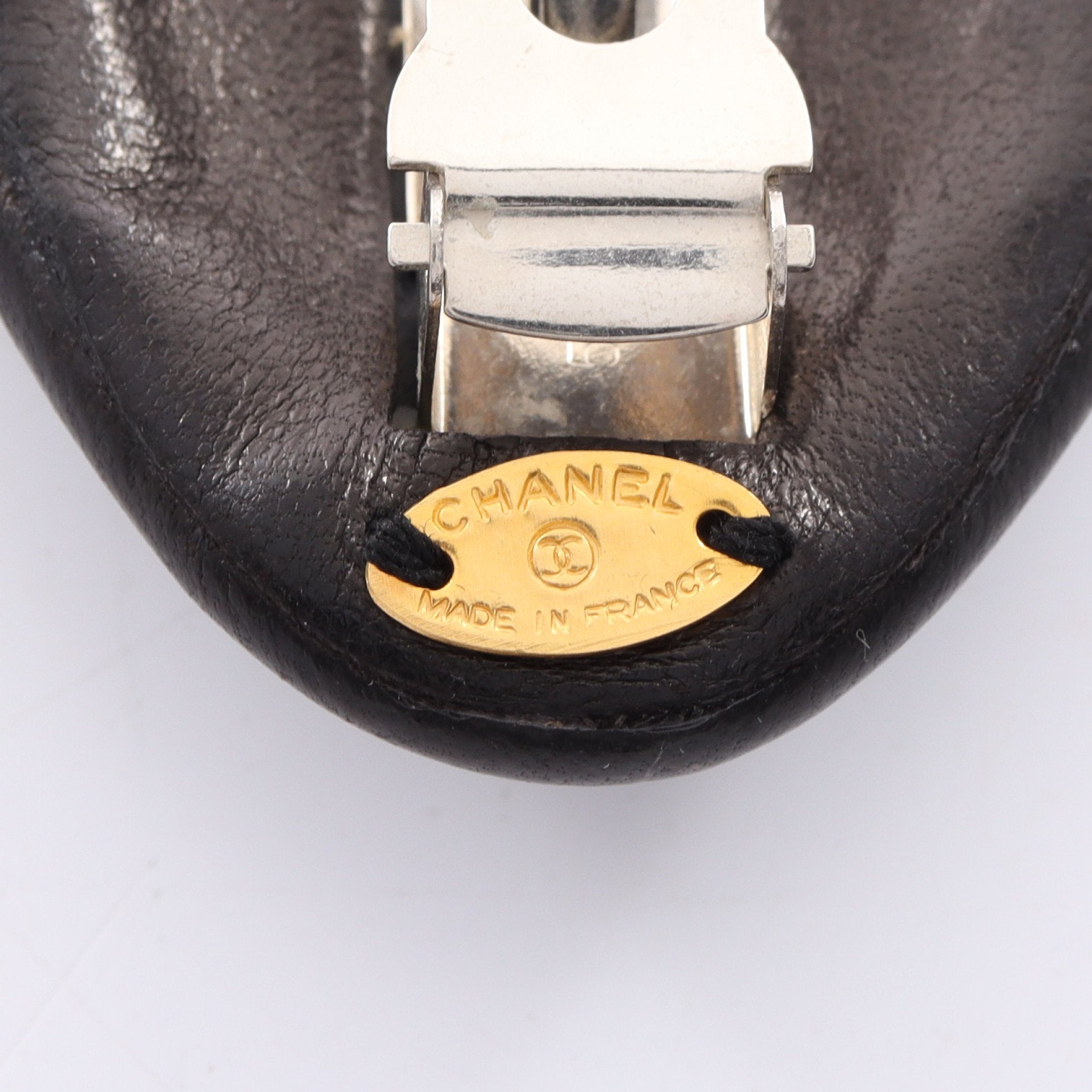 ココマーク オーバル バレッタ レザー GP ブラック ゴールド