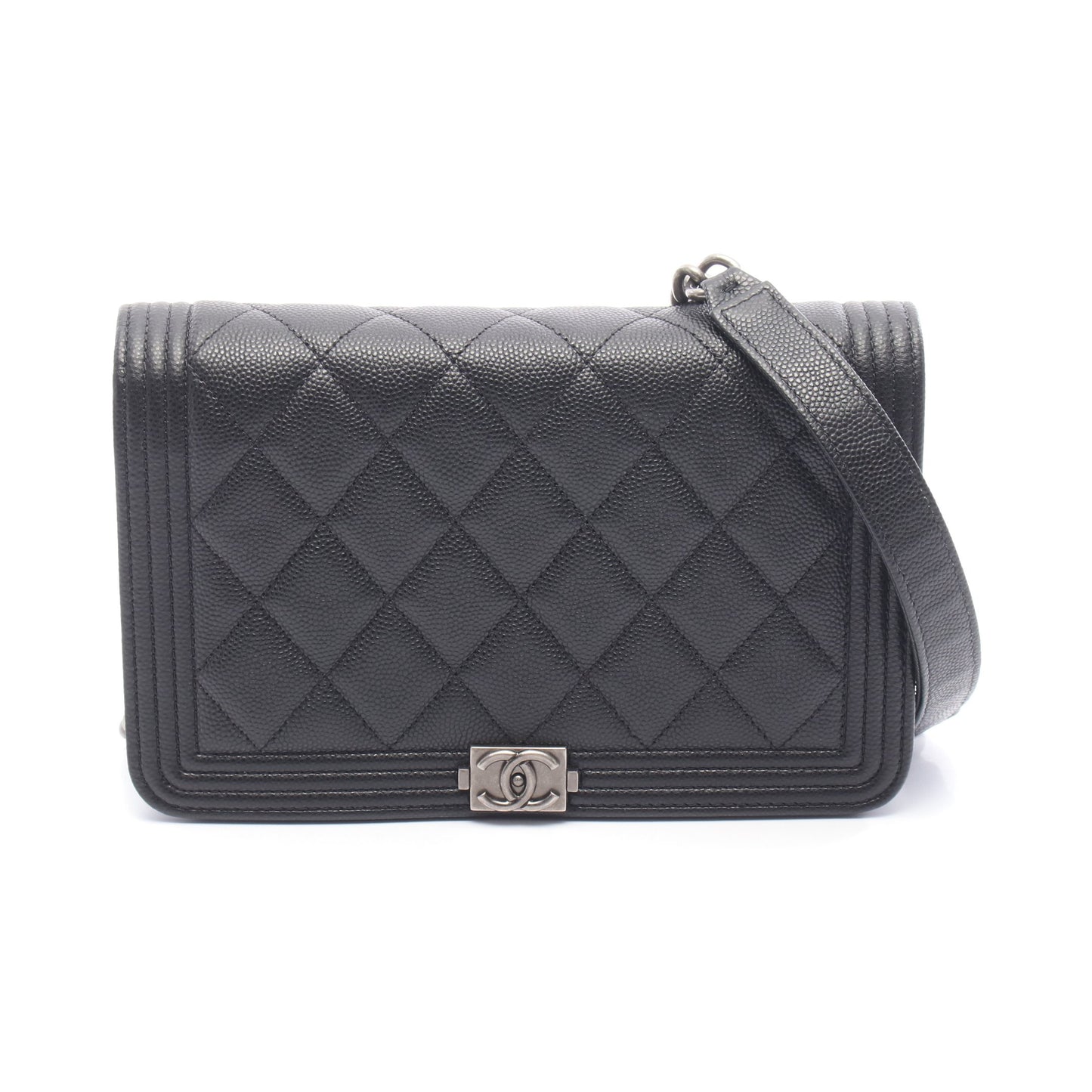 ボーイシャネル マトラッセ チェーンウォレット キャビアスキン ブラック シルバー金具 シャネル バッグ CHANEL