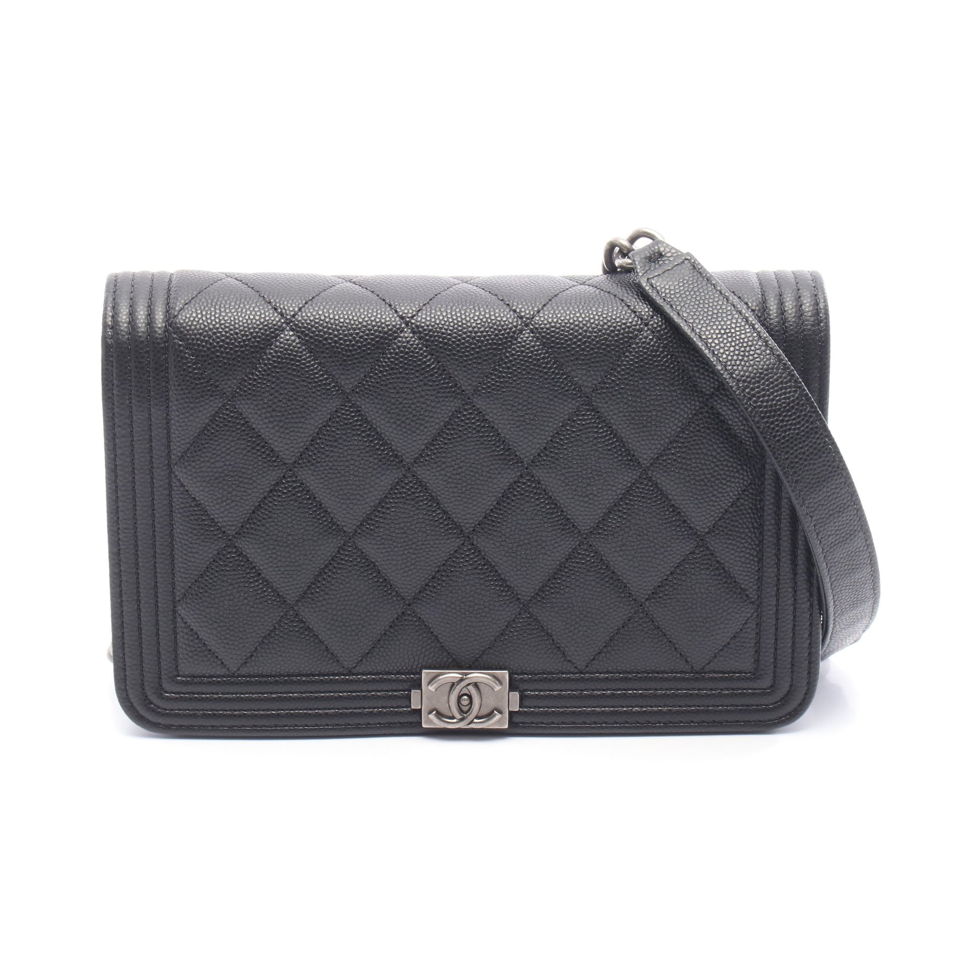 ボーイシャネル マトラッセ チェーンウォレット キャビアスキン ブラック シルバー金具 シャネル バッグ CHANEL