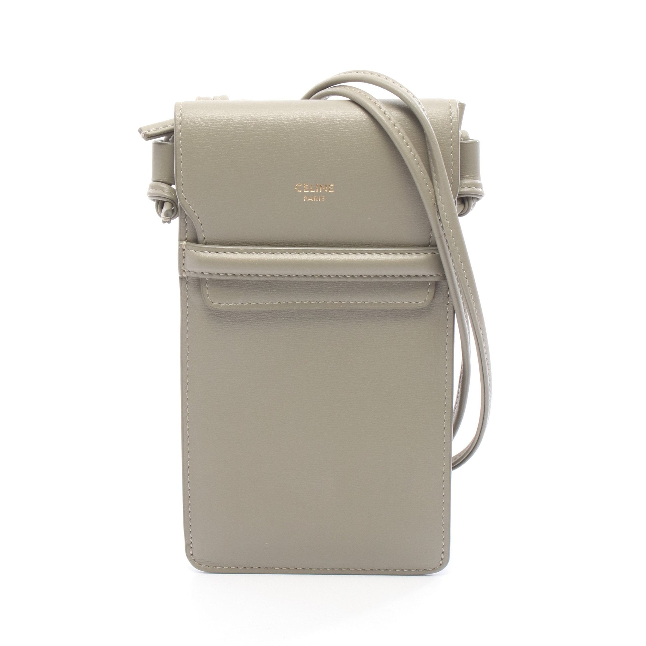 CELINEグレー レザー ショルダーバッグ CELINE（セリーヌ） ブランド ショルダーバッグ ショルダーバック
