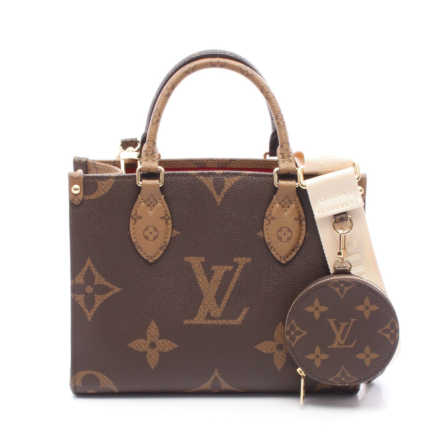 オンザゴーPM モノグラムジャイアント リバース ハンドバッグ PVC ブラウン ベージュ ルイヴィトン バッグ LOUIS VUITTON