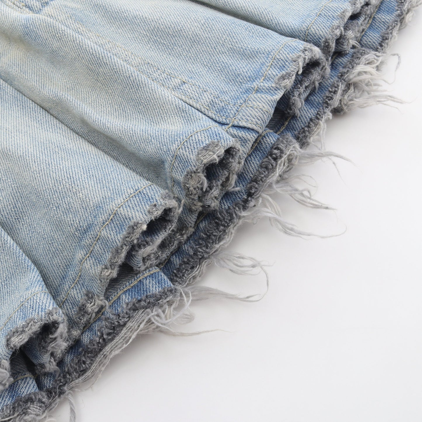 ミニ デニムスカート コットン ライトブルー ダメージ加工 25AW バレンシアガ ボトムス BALENCIAGA