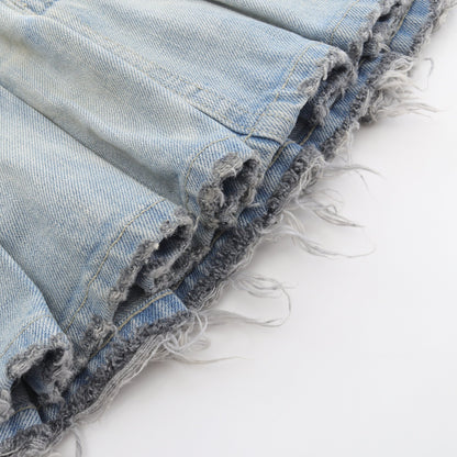 ミニ デニムスカート コットン ライトブルー ダメージ加工 25AW バレンシアガ ボトムス BALENCIAGA