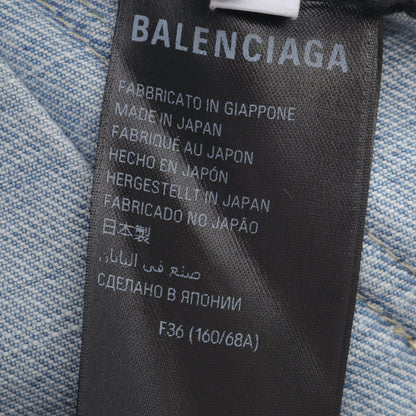 ミニ デニムスカート コットン ライトブルー ダメージ加工 25AW バレンシアガ ボトムス BALENCIAGA