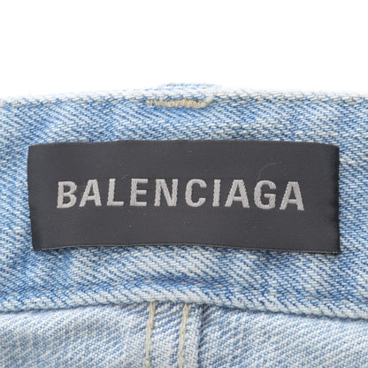 ミニ デニムスカート コットン ライトブルー ダメージ加工 25AW バレンシアガ ボトムス BALENCIAGA