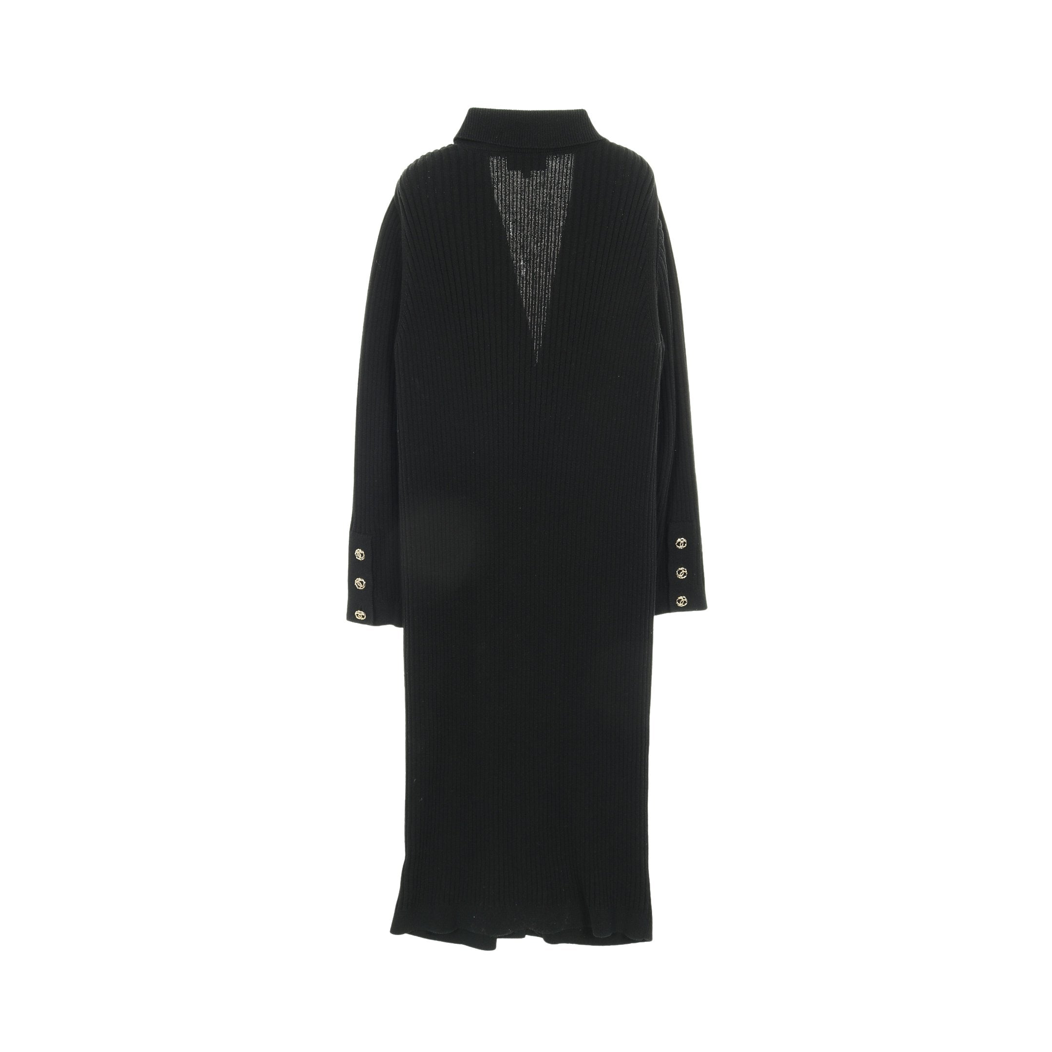 ココマークボタン ニット カーディガン コットン ブラック 襟付き