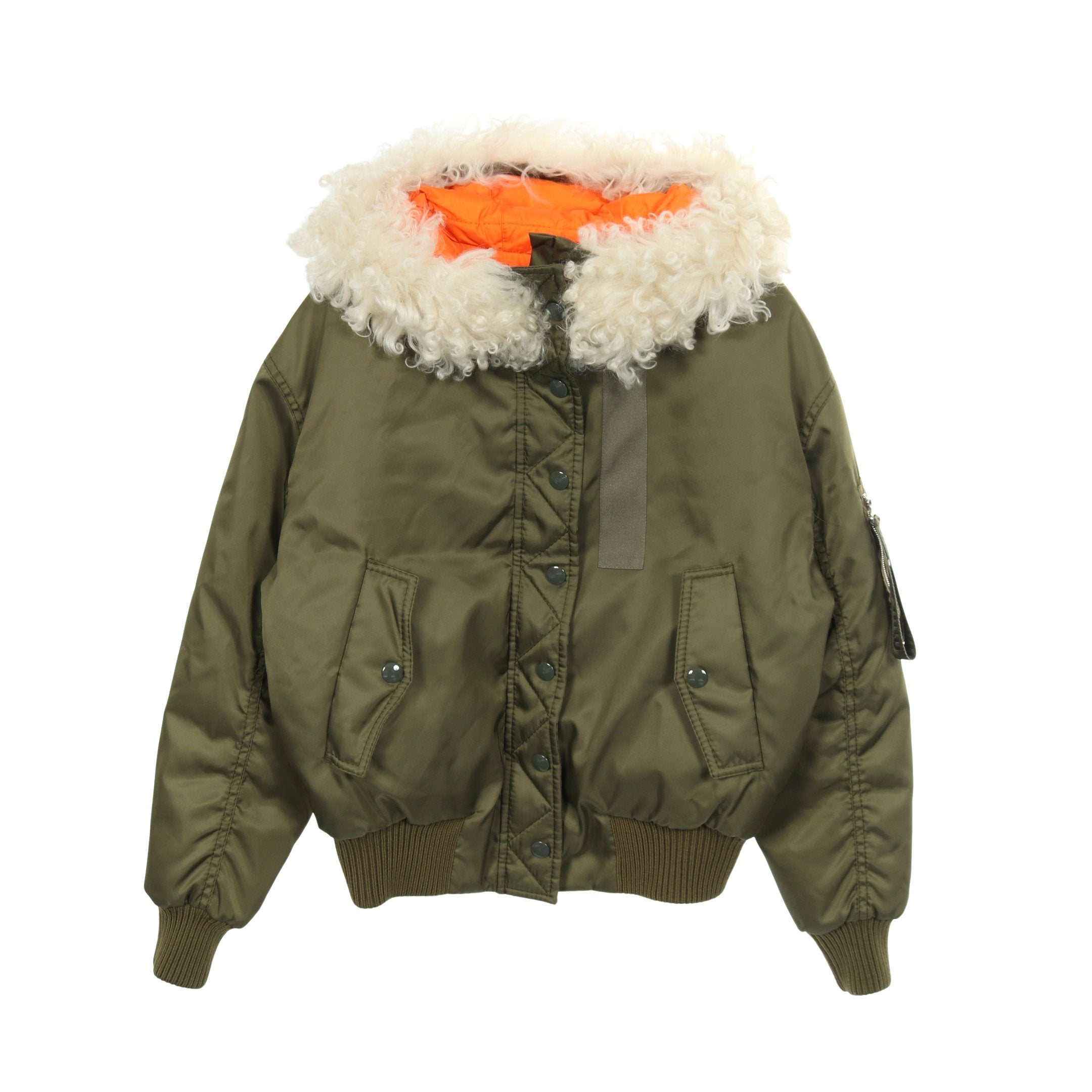 ミュウ ミュウ Miu Miu ダウンジャケット 衣料品 アウター ナイロン レディース カーキ系 【中古】 ダウンジャケット ナイロン カーキグリーン ファー フード付き ミュウ