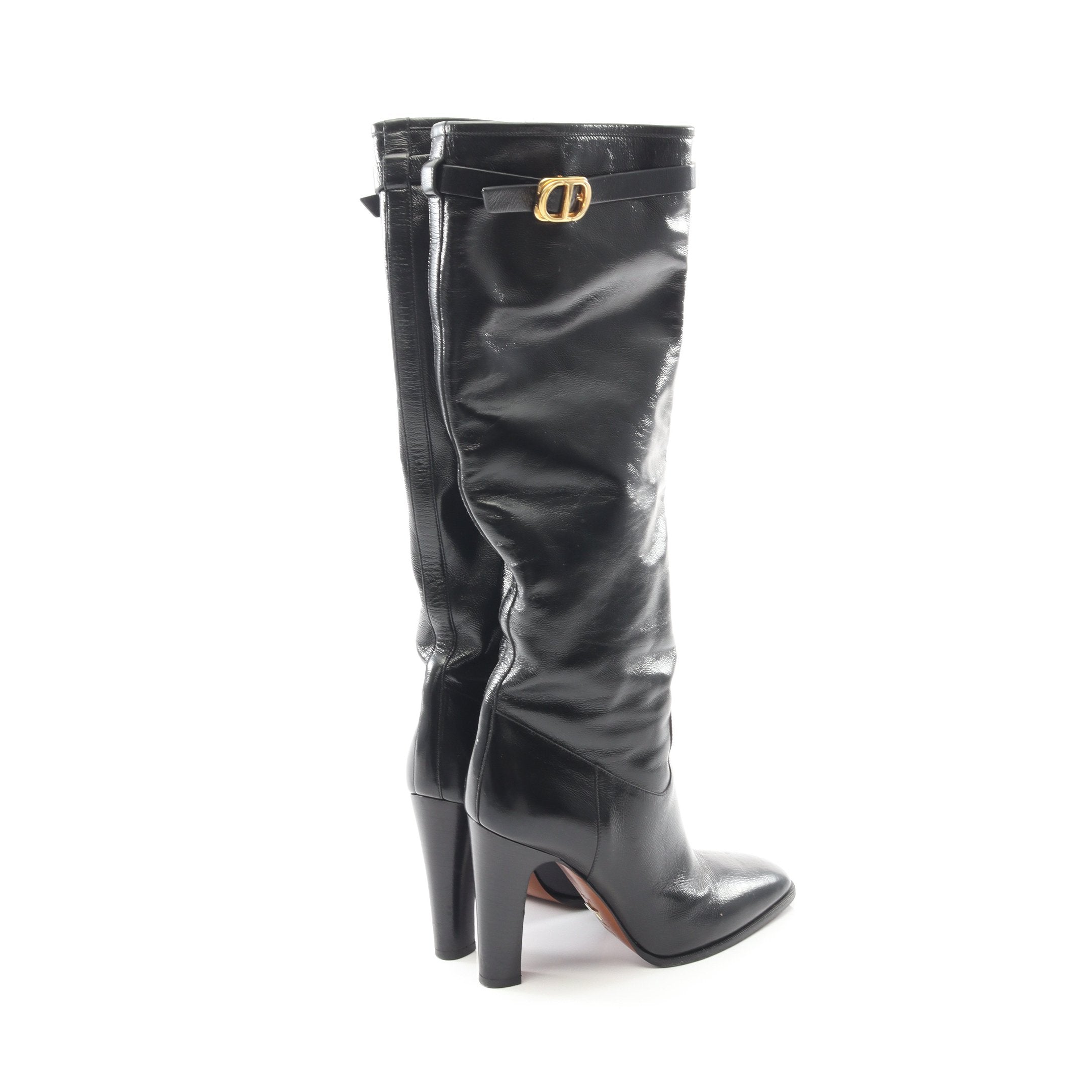 ロング ブーツ レザー ブラック クリスチャンディオール – RECLO