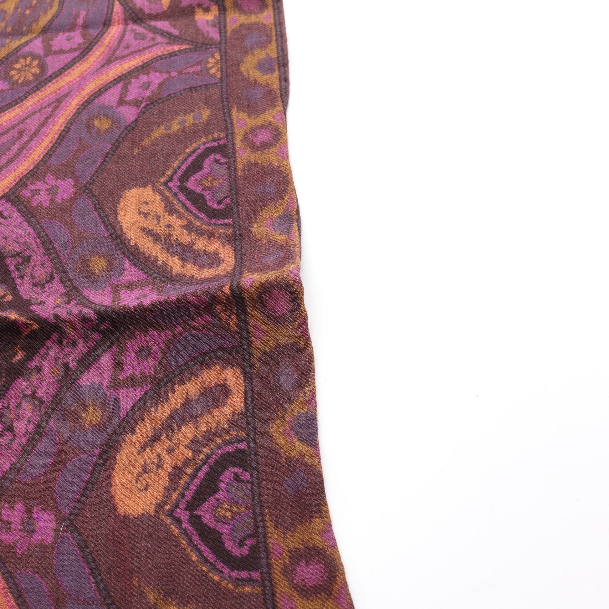 ストール ショール ペイズリー柄 ウール シルク ダークブラウン パープル マルチカラー エトロ 財布・小物 ETRO