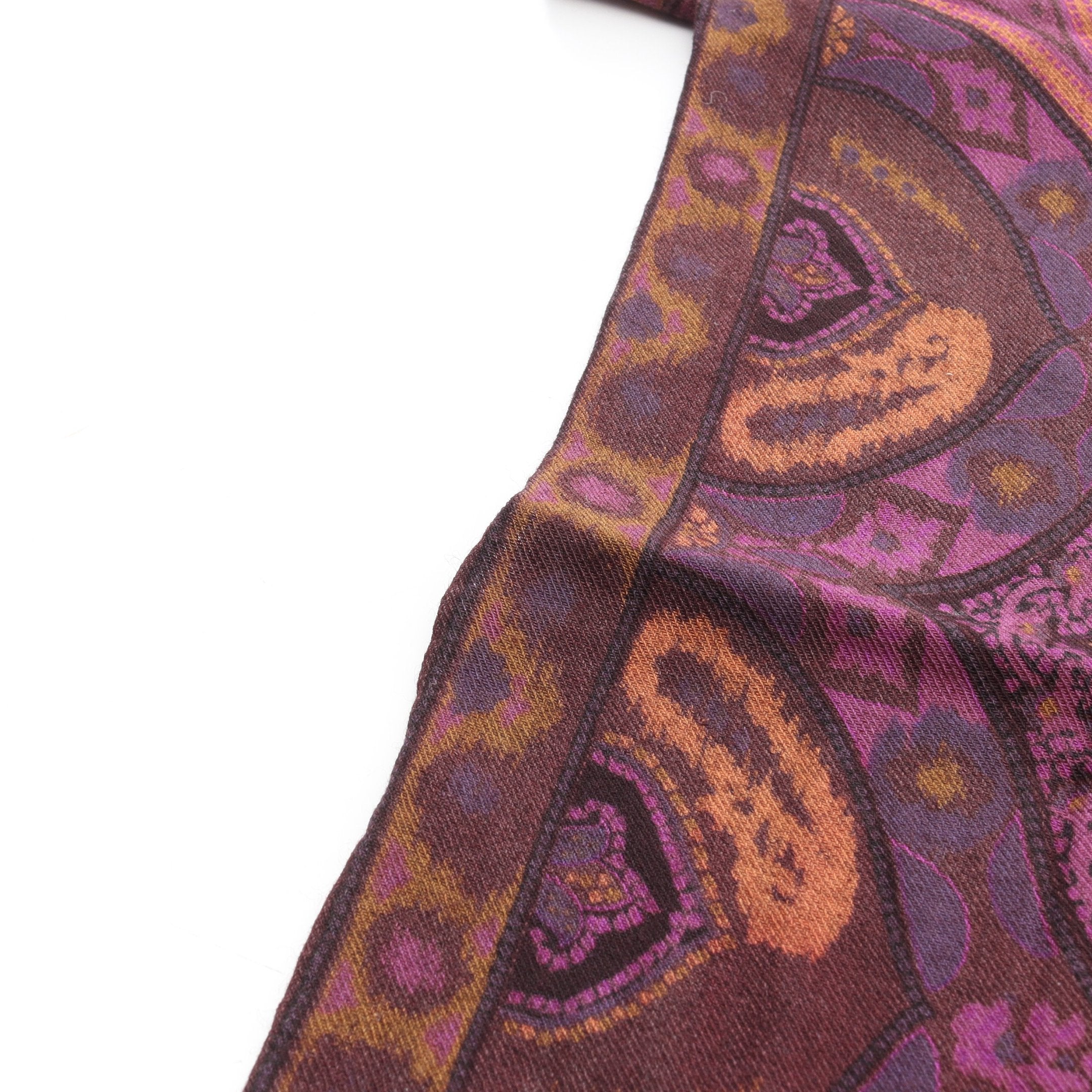 ストール ショール ペイズリー柄 ウール シルク ダークブラウン