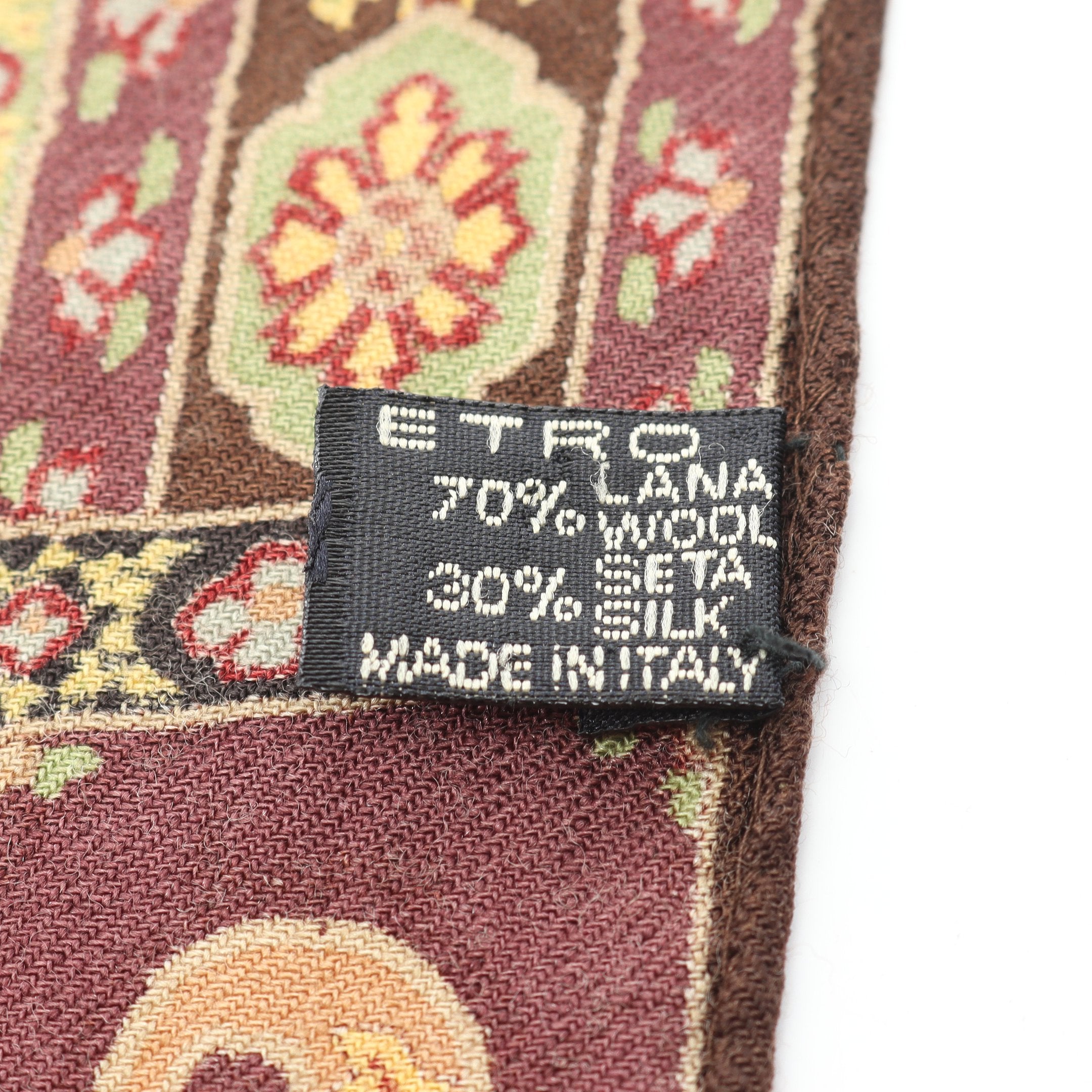 ストール ショール ペイズリー柄 ウール シルク ダークブラウン ダーク