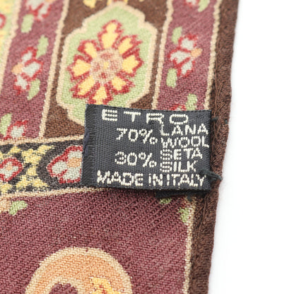 ストール ショール ペイズリー柄 ウール シルク ダークブラウン ダークパープル マルチカラー エトロ 財布・小物 ETRO