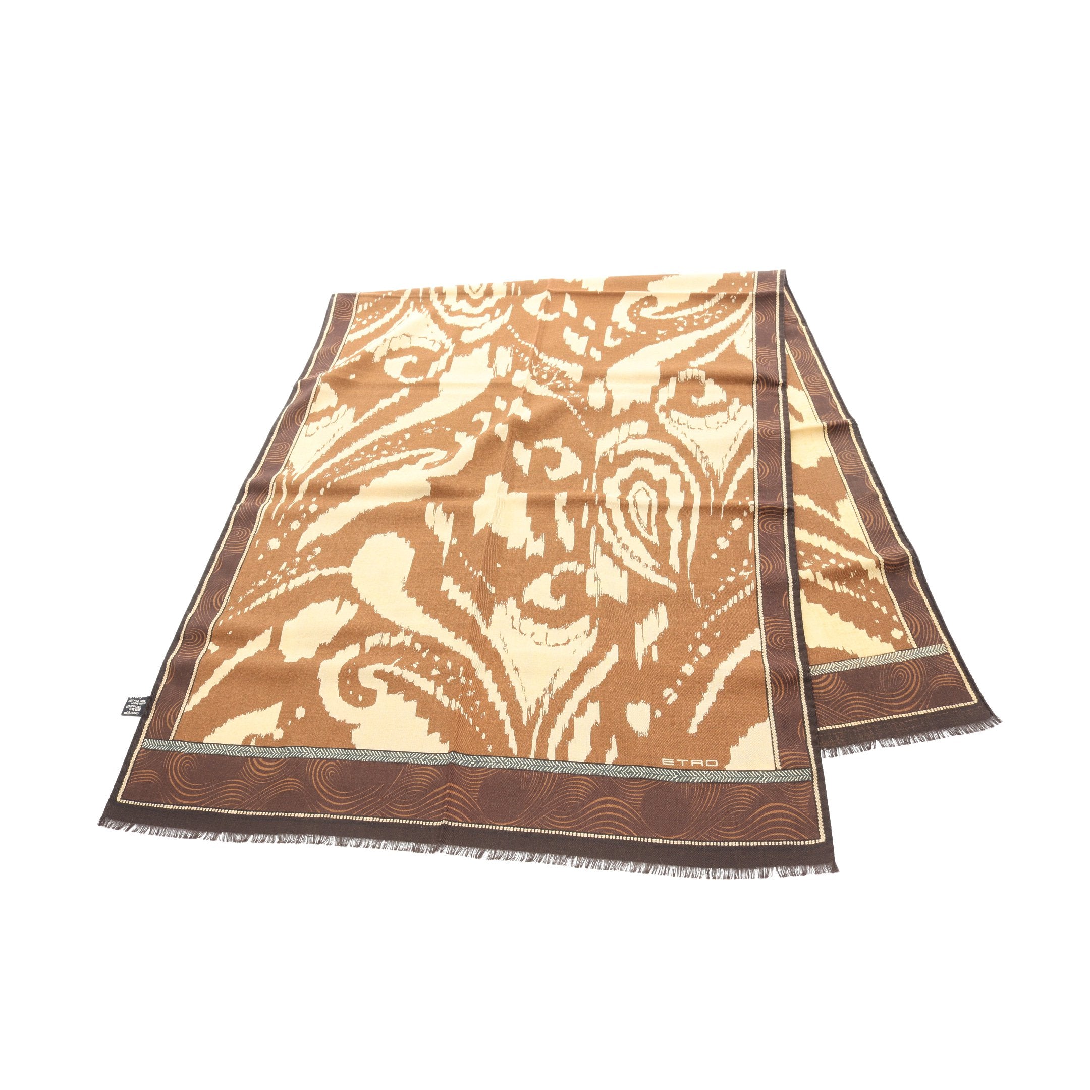 エトロ ボタニカル柄 大判ストール 総柄 レッドブラウン系　ウールシルク エトロ ボタニカル柄 大判ストール 総柄 レッドブラウン系 ウール