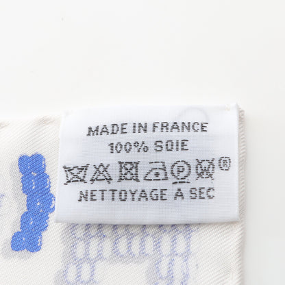 プチカレ カレ45 KELLY EN PERLES スカーフ シルク ホワイト レッド ブルー エルメス 財布・小物 HERMES