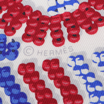 プチカレ カレ45 KELLY EN PERLES スカーフ シルク ホワイト レッド ブルー エルメス 財布・小物 HERMES