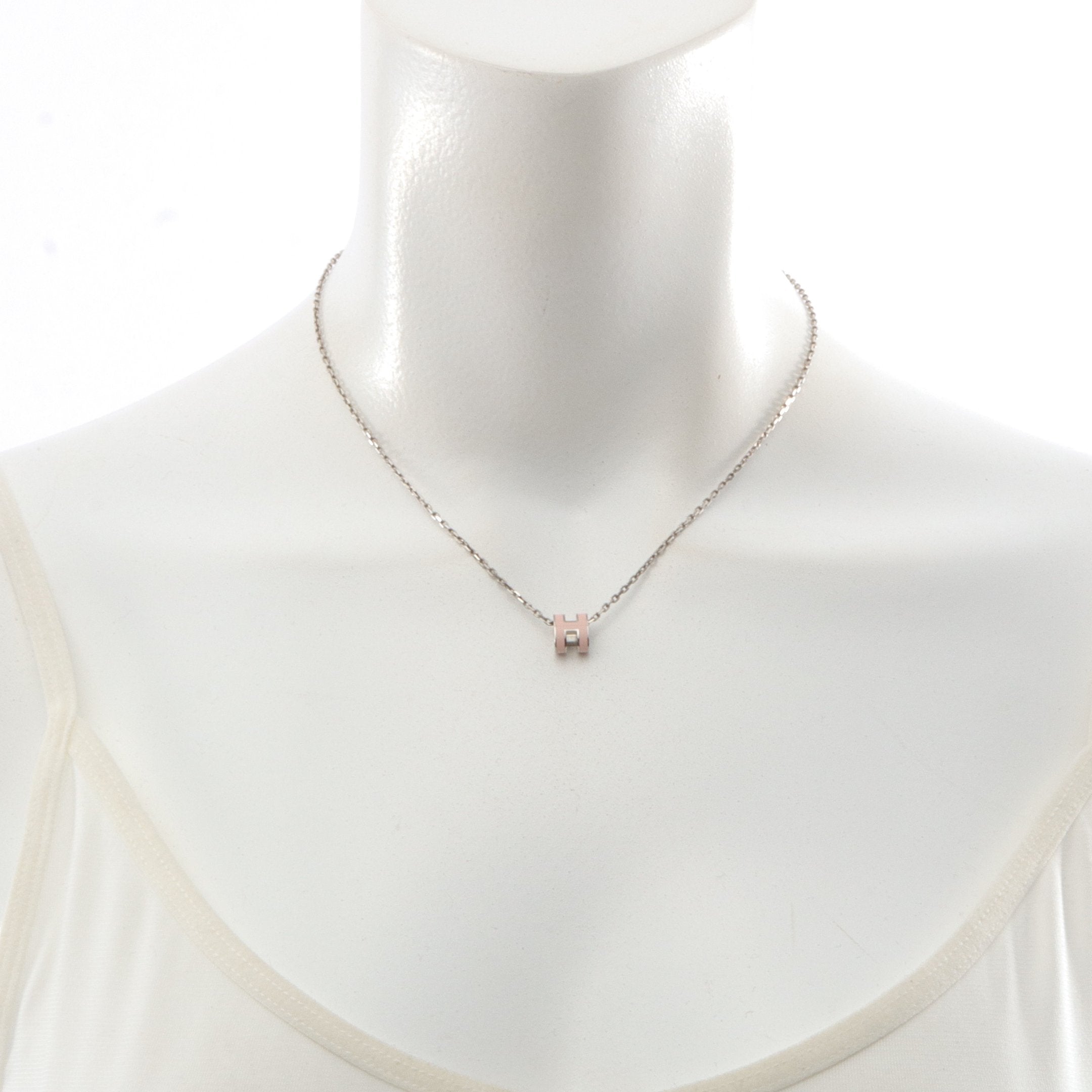 エルメス　ミニポップH ネックレス　ローズドラジェ HERMESエルメスポップアッシュミニネックレスローズドラジェピンクゴールド