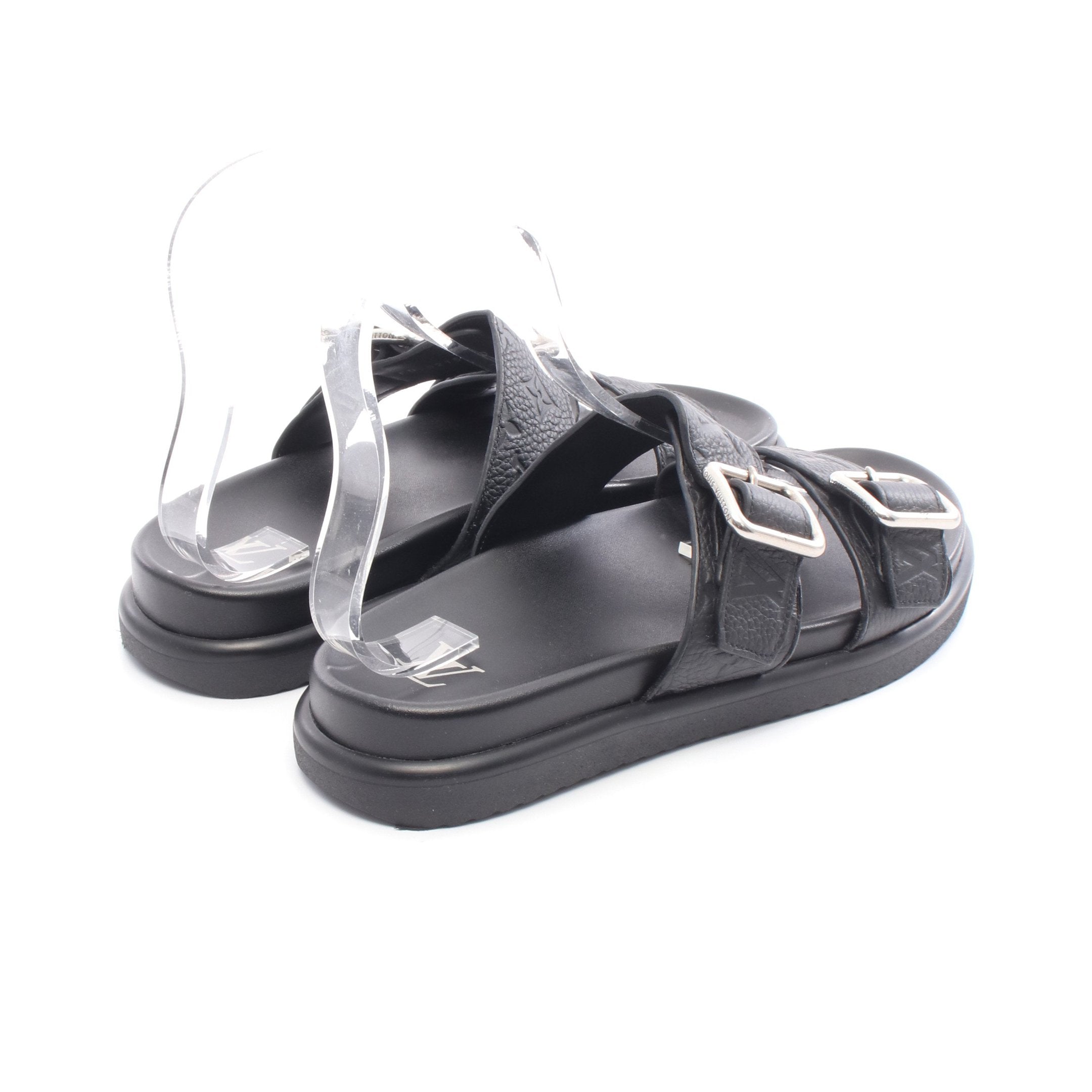 LVヴェニス ミュール モノグラム スライドサンダル レザー ブラック