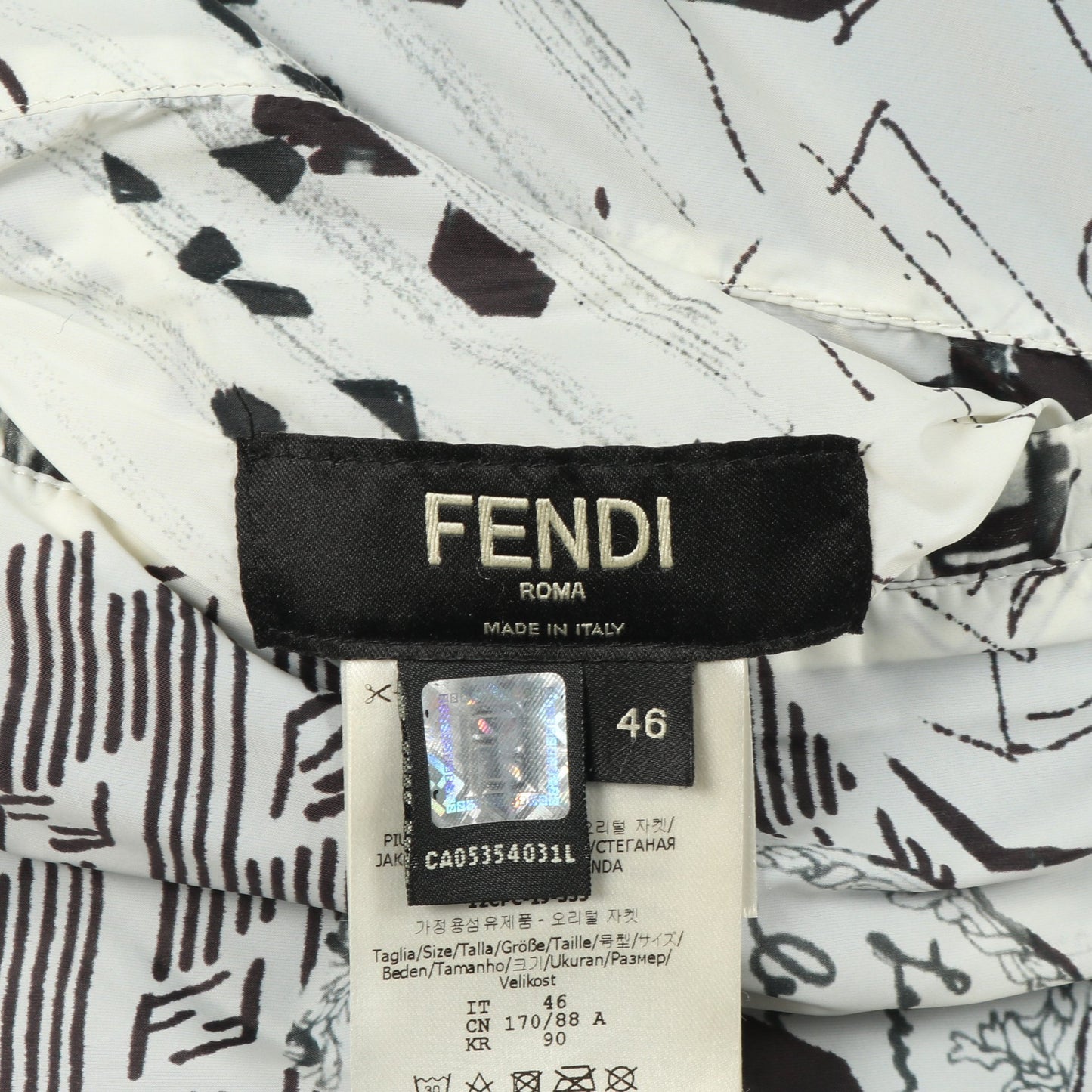 ダウンジャケット 総柄 ナイロン オフホワイト マルチカラー フェンディ アウター FENDI