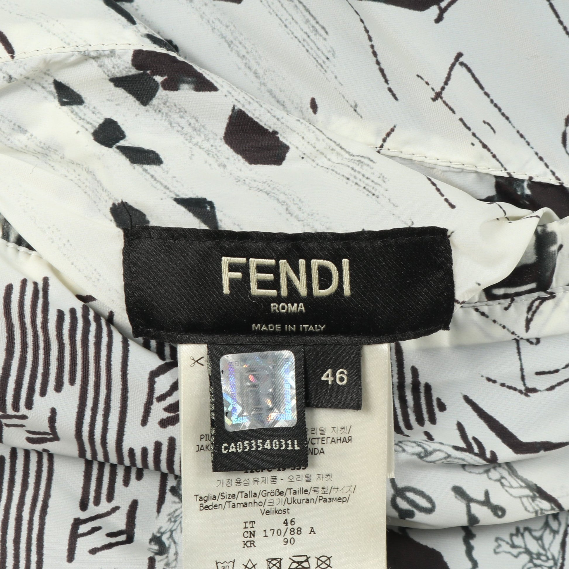 ダウンジャケット 総柄 ナイロン オフホワイト マルチカラー フェンディ アウター FENDI