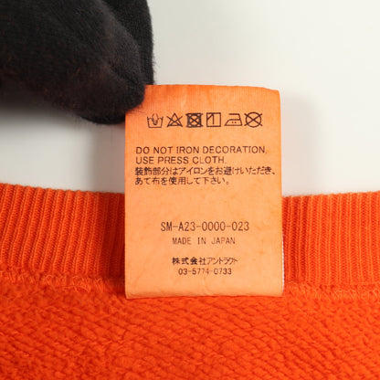 スウェットシャツ クルーネック プリント コットン オレンジ ヴィンテージ加工 ユーズド加工 セント マイケル トップス SAINT MICHAEL