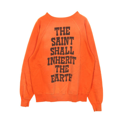 スウェットシャツ クルーネック プリント コットン オレンジ ヴィンテージ加工 ユーズド加工 セント マイケル トップス SAINT MICHAEL